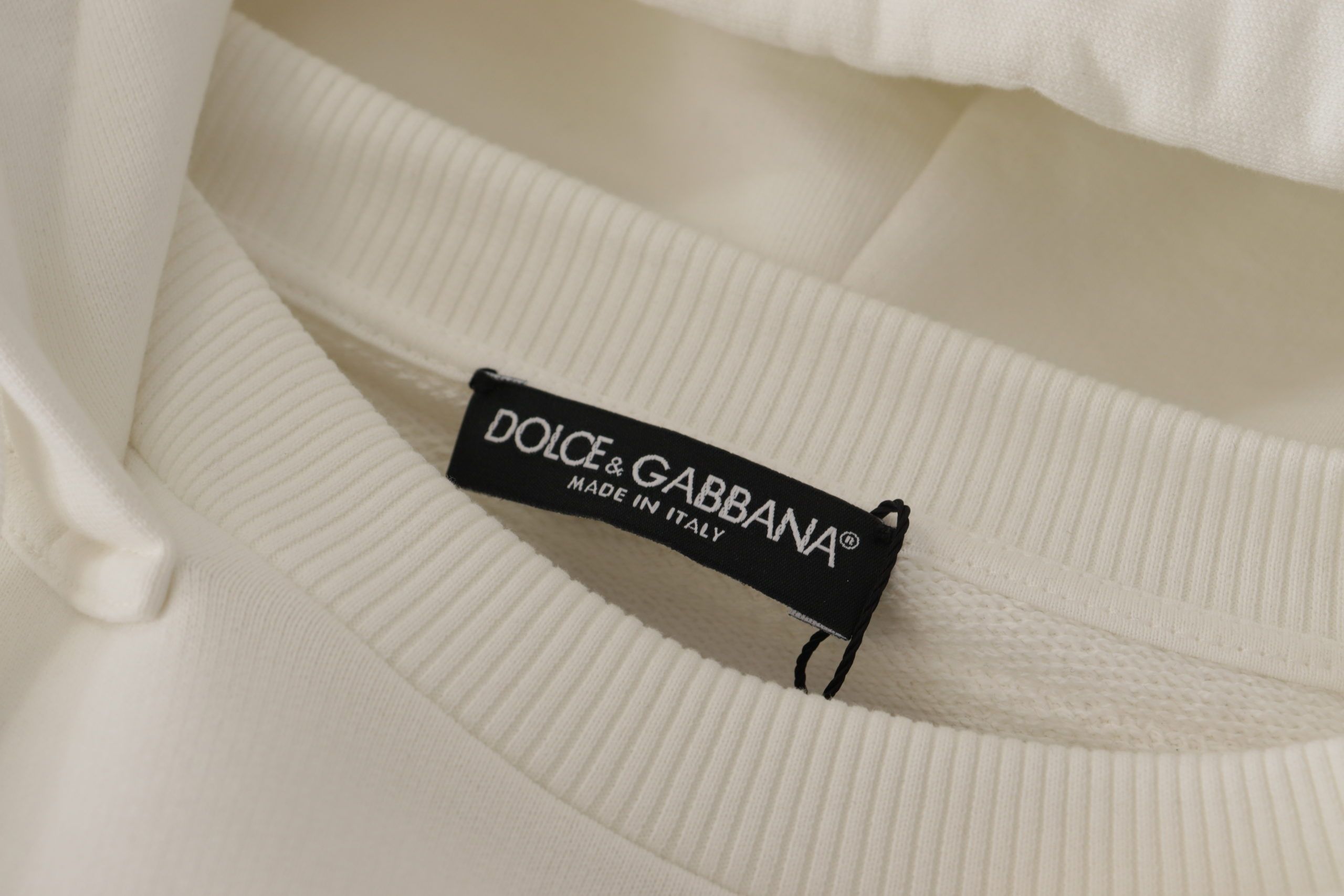 Dolce & Gabbana Weißer Kapuzenpullover bestickter Pullover