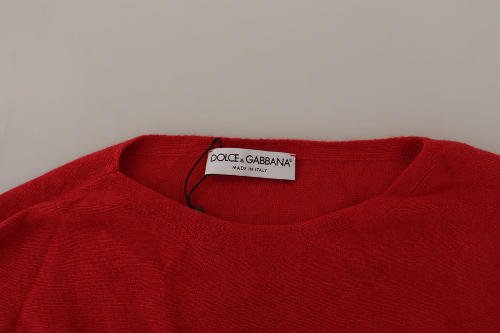 Dolce & Gabbana Roter Wollstrickpullover mit Rundhalsausschnitt