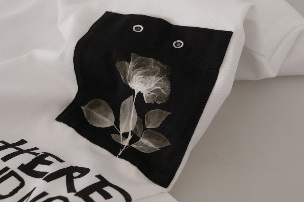 Dolce & Gabbana Weißes T-Shirt aus Baumwolle mit Rundhalsausschnitt und Slogan