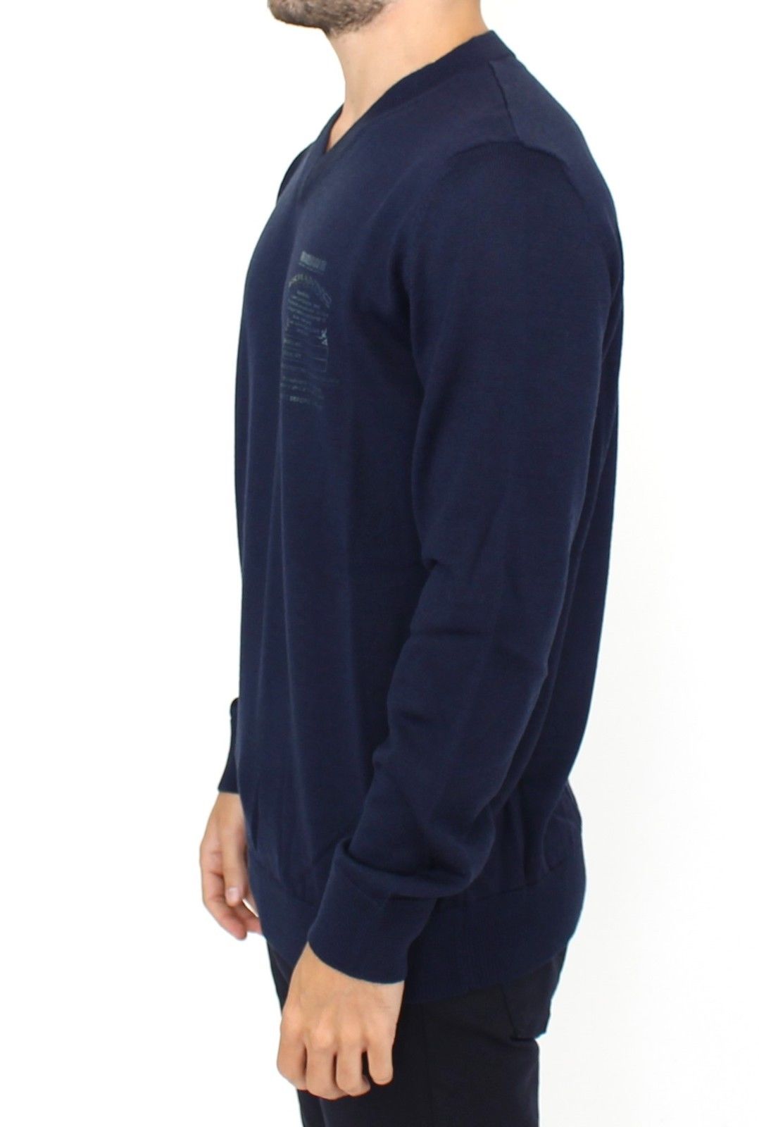 Ermanno Scervino Blauer Pullover mit V-Ausschnitt aus einer Wollmischung