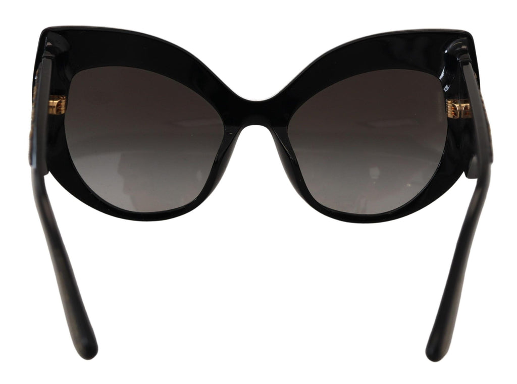 Dolce & Gabbana Schwarz Gold Pailletten Schmetterling Polarisierte Sonnenbrille DG4326