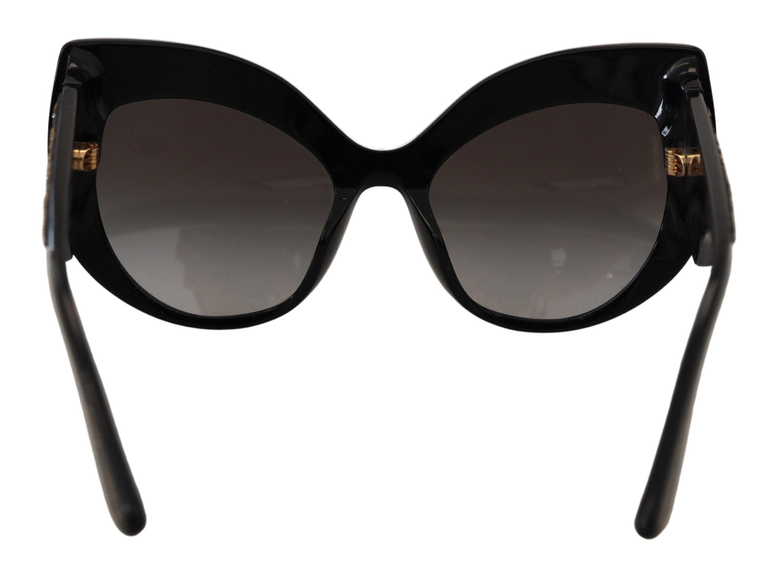Dolce & Gabbana Schwarz Gold Pailletten Schmetterling Polarisierte Sonnenbrille DG4326