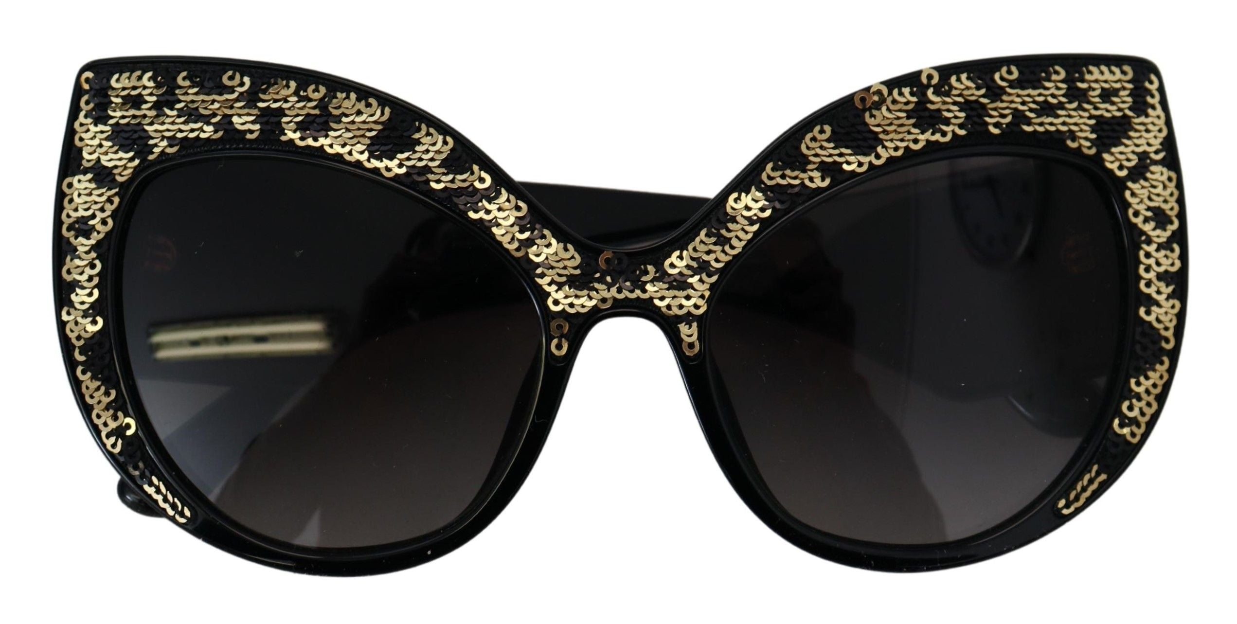 Dolce & Gabbana Schwarz Gold Pailletten Schmetterling Polarisierte Sonnenbrille DG4326