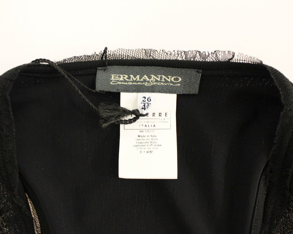 Ermanno Scervino Schwarzes mit Spitze gefüttertes Stretch-Minikleid
