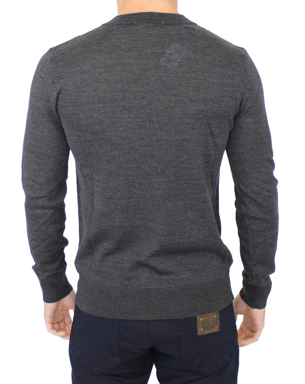 Ermanno Scervino Grauer Pullover mit V-Ausschnitt aus Wollmischung