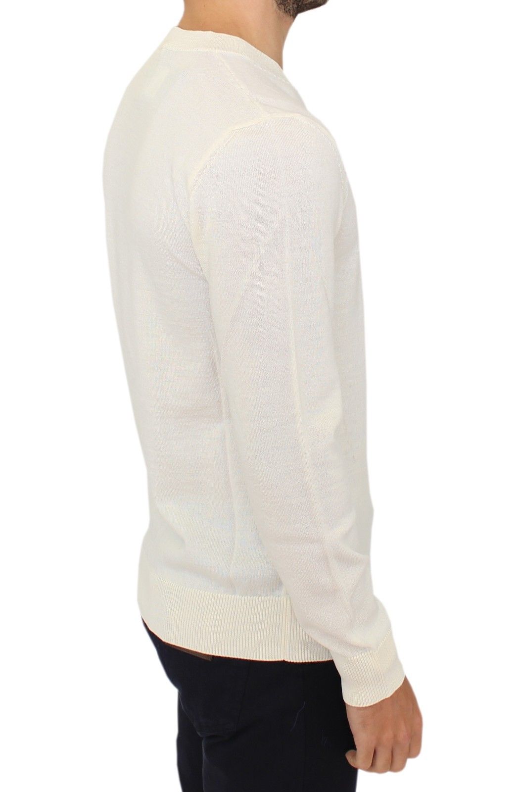Ermanno Scervino Off White Pullover mit V-Ausschnitt aus Wollmischung
