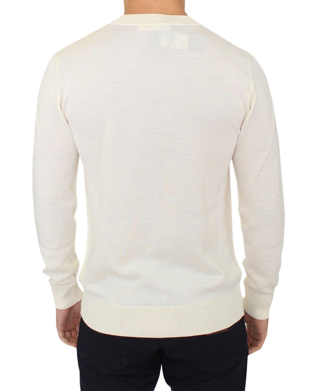 Ermanno Scervino Off White Pullover mit V-Ausschnitt aus Wollmischung