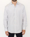 Ermanno Scervino Weiß-grau gestreiftes Regular Fit Freizeithemd
