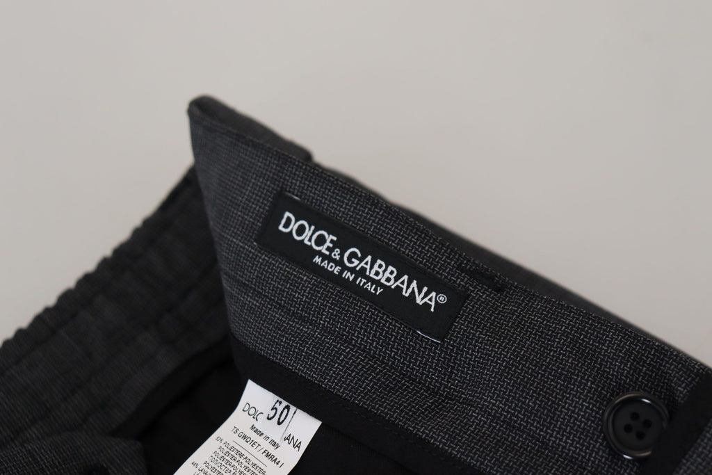 Dolce & Gabbana Graue karierte Cargohose Stretch-Hose