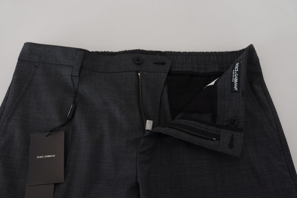 Dolce & Gabbana Graue karierte Cargohose Stretch-Hose