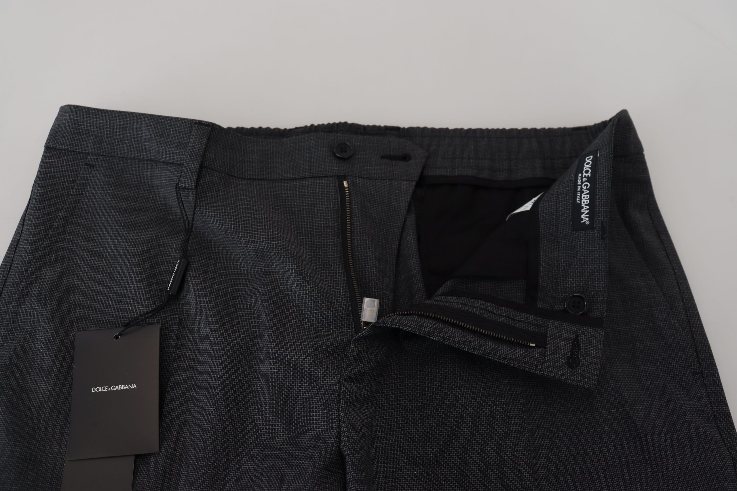 Dolce & Gabbana Graue karierte Cargohose Stretch-Hose