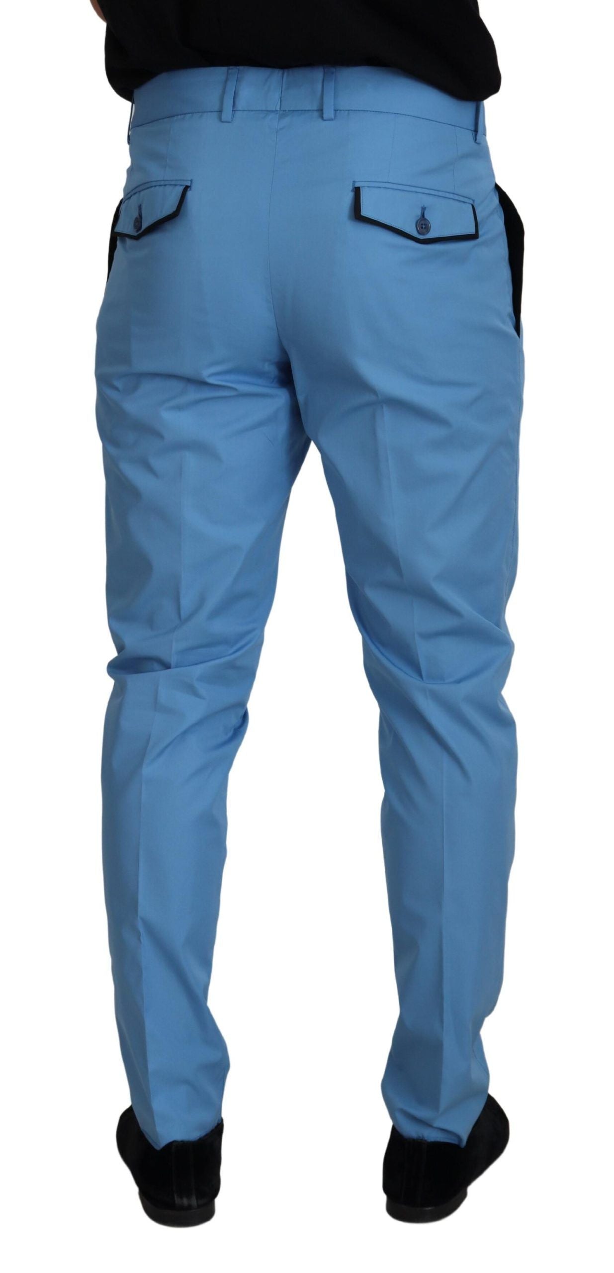 Dolce & Gabbana Blaue Baumwoll-Seiden-Hose Chinohose Hose