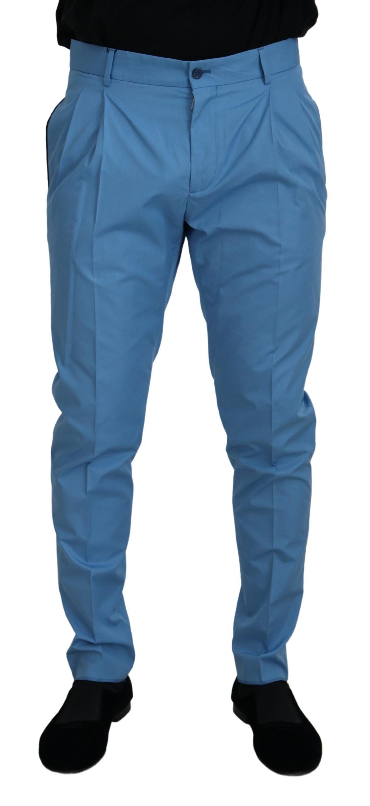 Dolce & Gabbana Blaue Baumwoll-Seiden-Hose Chinohose Hose