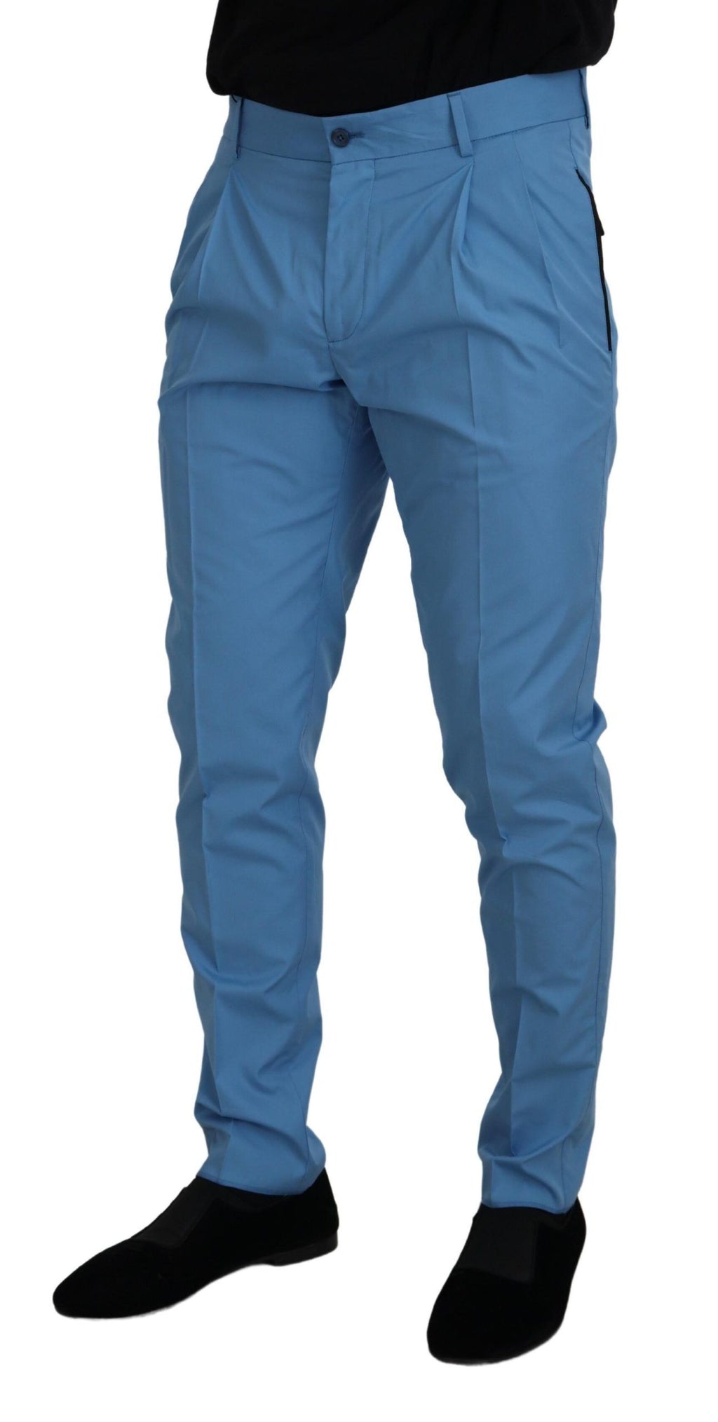 Dolce & Gabbana Blaue Baumwoll-Seiden-Hose Chinohose Hose