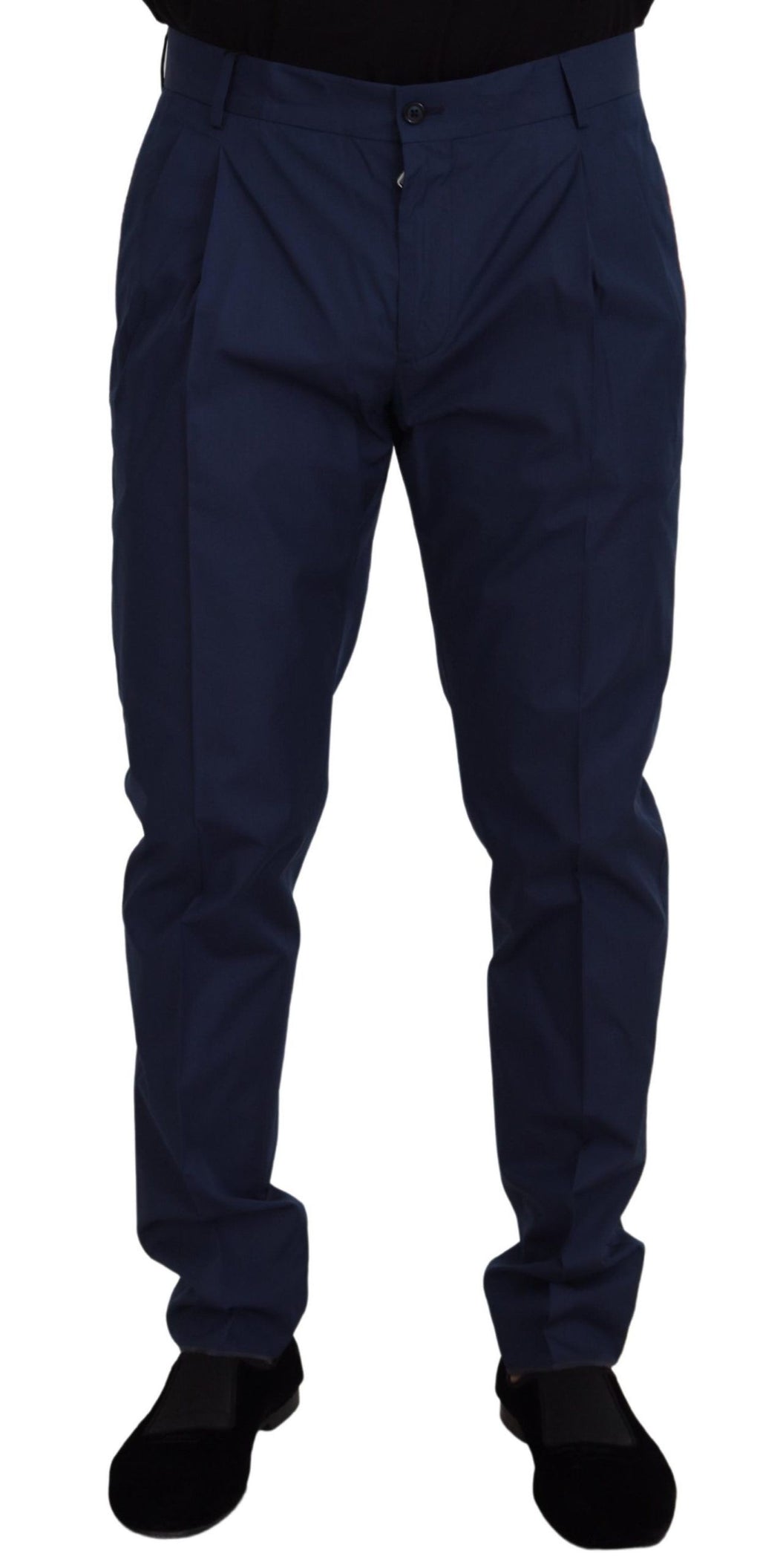 Dolce & Gabbana Blaue Baumwoll-Seiden-Hose Chinohose Hose