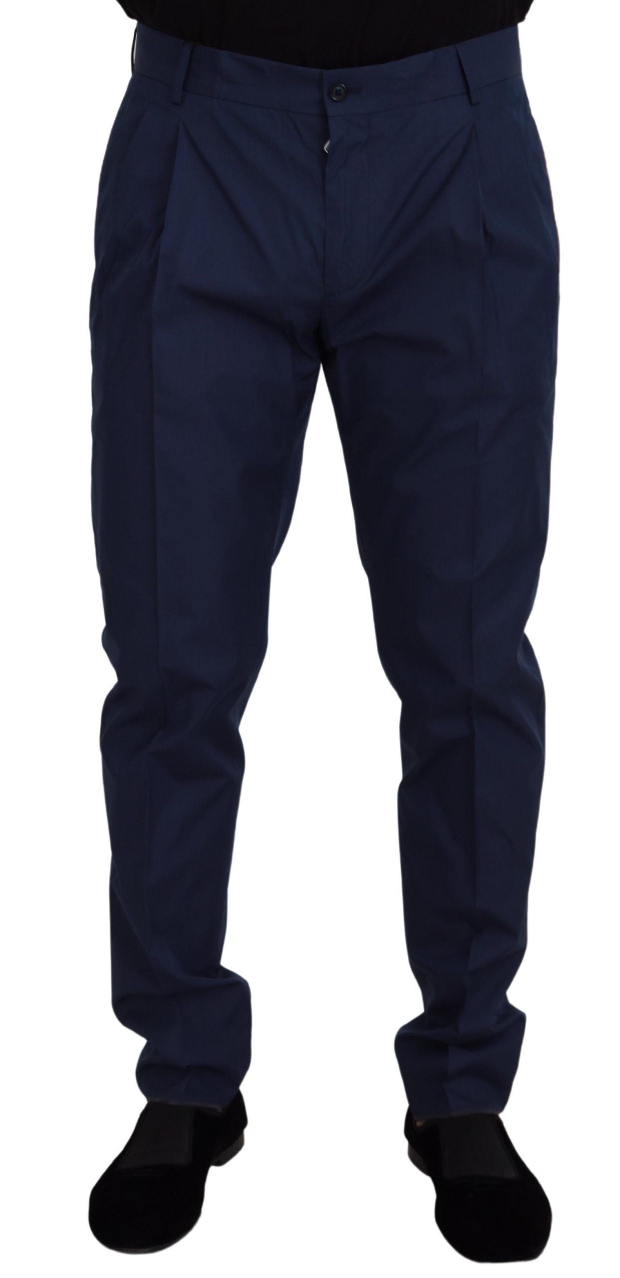 Dolce & Gabbana Blaue Baumwoll-Seiden-Hose Chinohose Hose