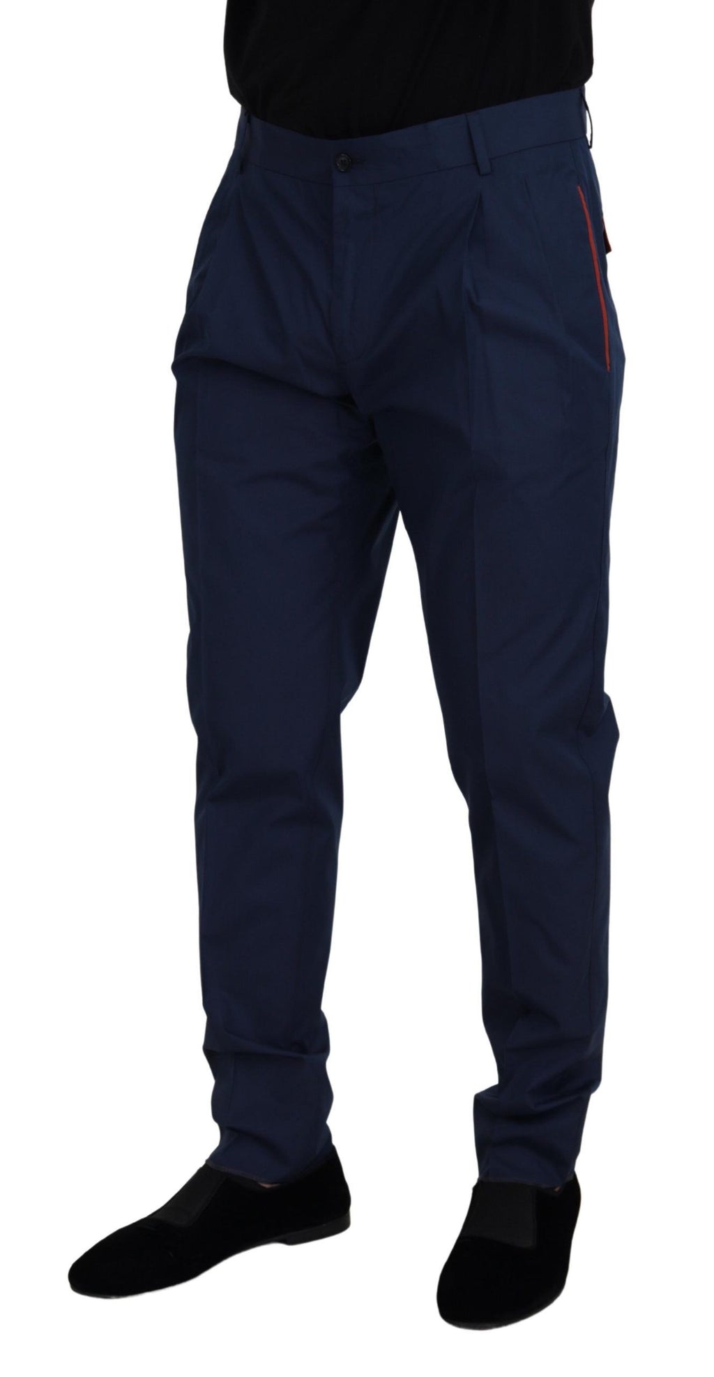 Dolce & Gabbana Blaue Baumwoll-Seiden-Hose Chinohose Hose