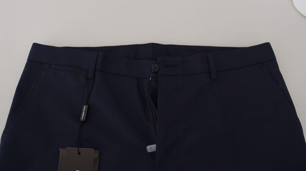 Dolce & Gabbana Blaue Leinen-Baumwoll-Schlank-Hose Chinos Hosen