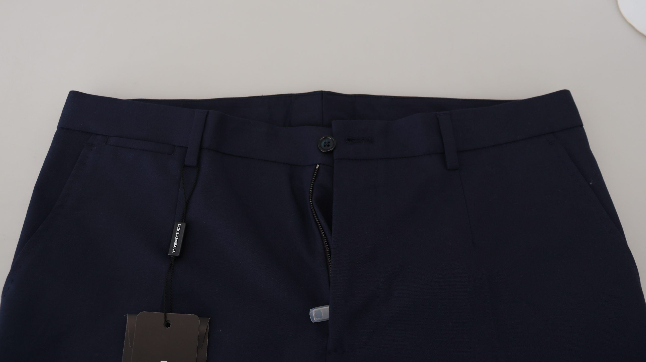 Dolce & Gabbana Blaue Leinen-Baumwoll-Schlank-Hose Chinos Hosen