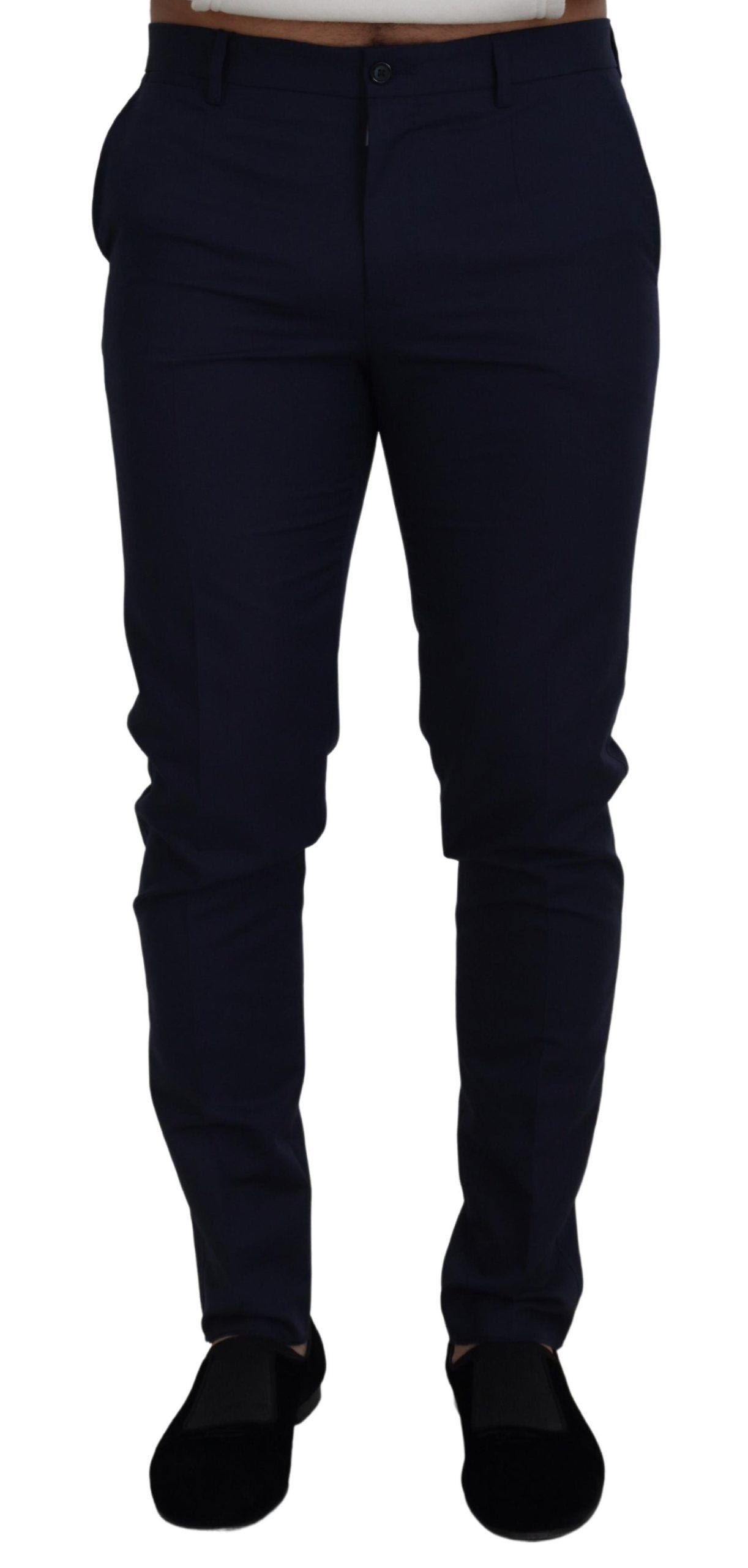 Dolce & Gabbana Blaue Leinen-Baumwoll-Schlank-Hose Chinos Hosen