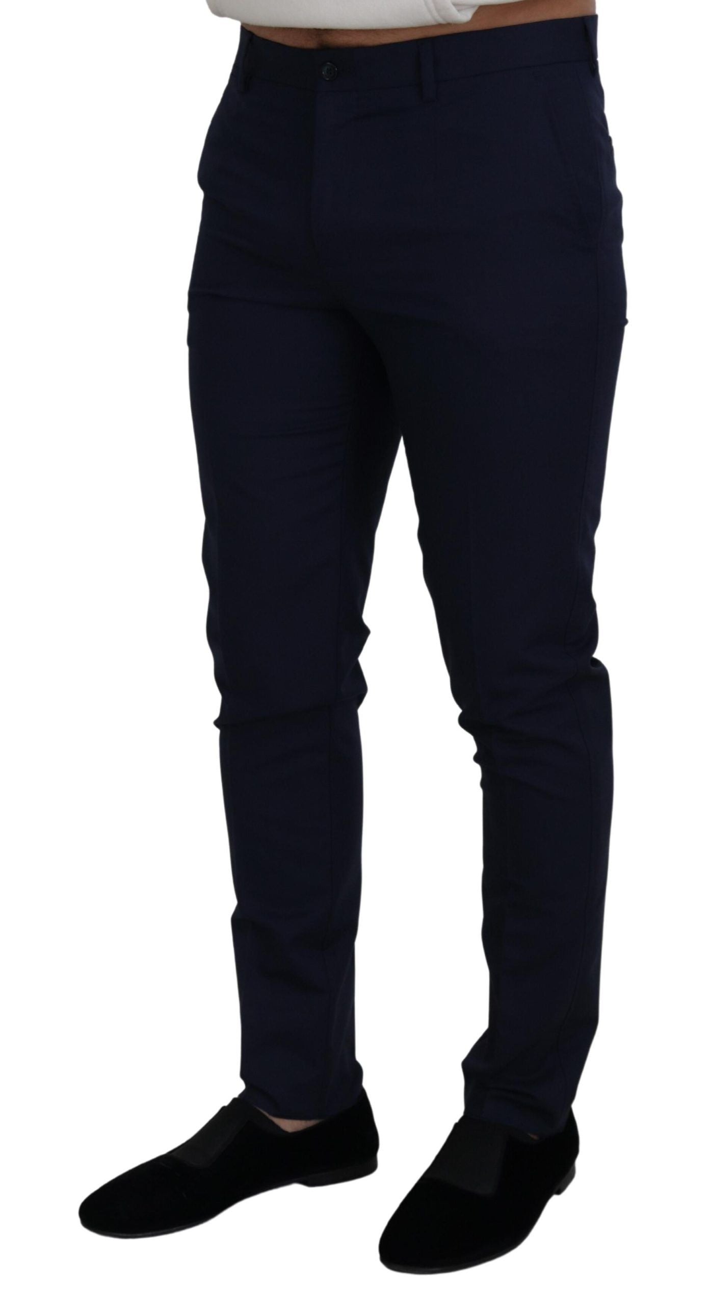 Dolce & Gabbana Blaue Leinen-Baumwoll-Schlank-Hose Chinos Hosen