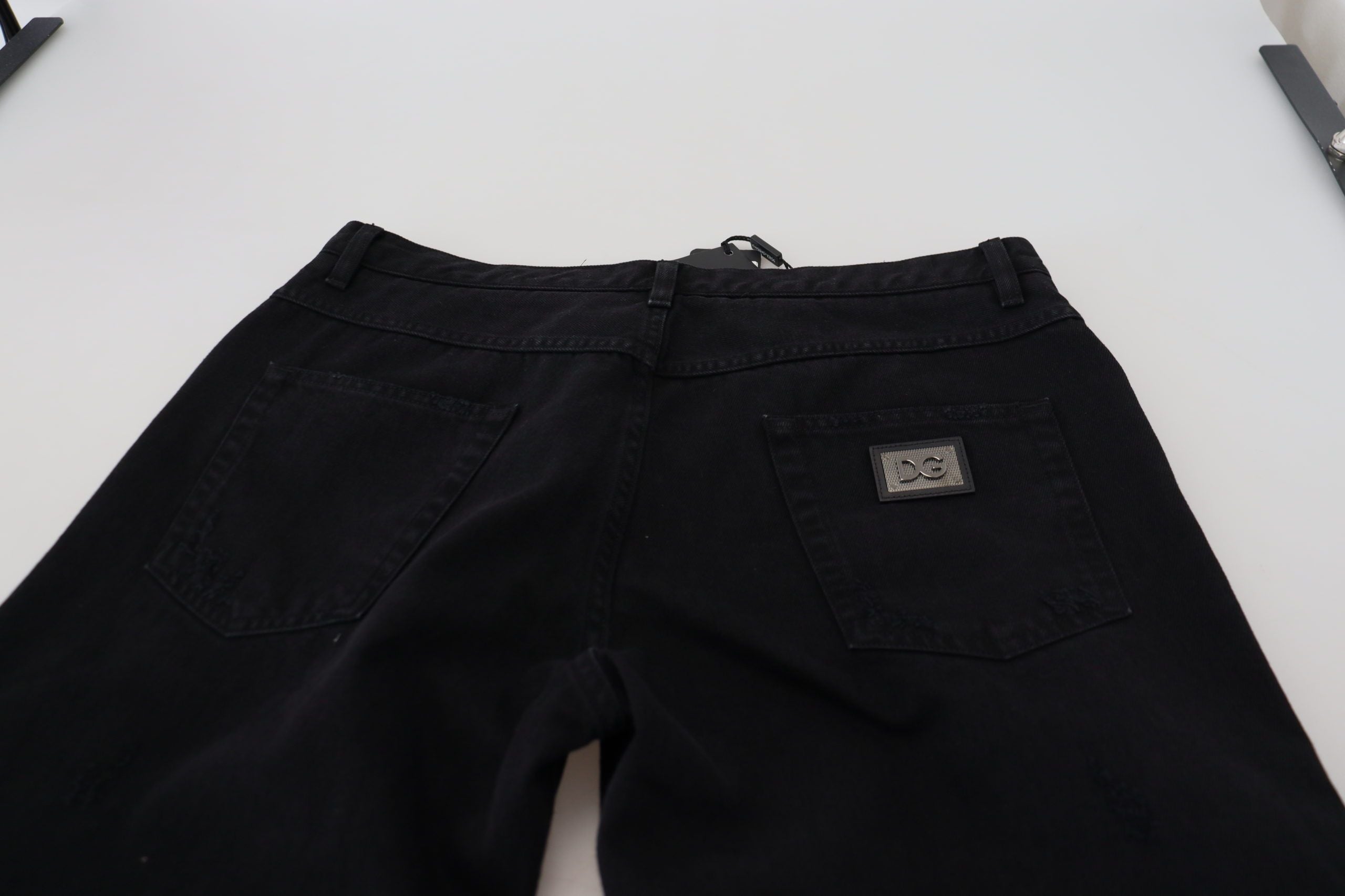 Dolce & Gabbana Schwarze Loose Regular Zerrissene Baumwolljeans