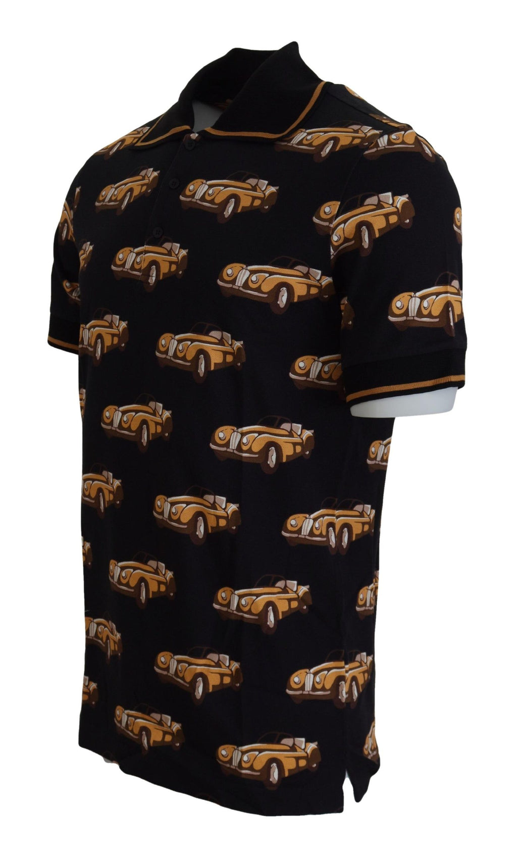 Dolce & Gabbana Schwarzes Kurzarm-Polo-T-Shirt mit Autodruck