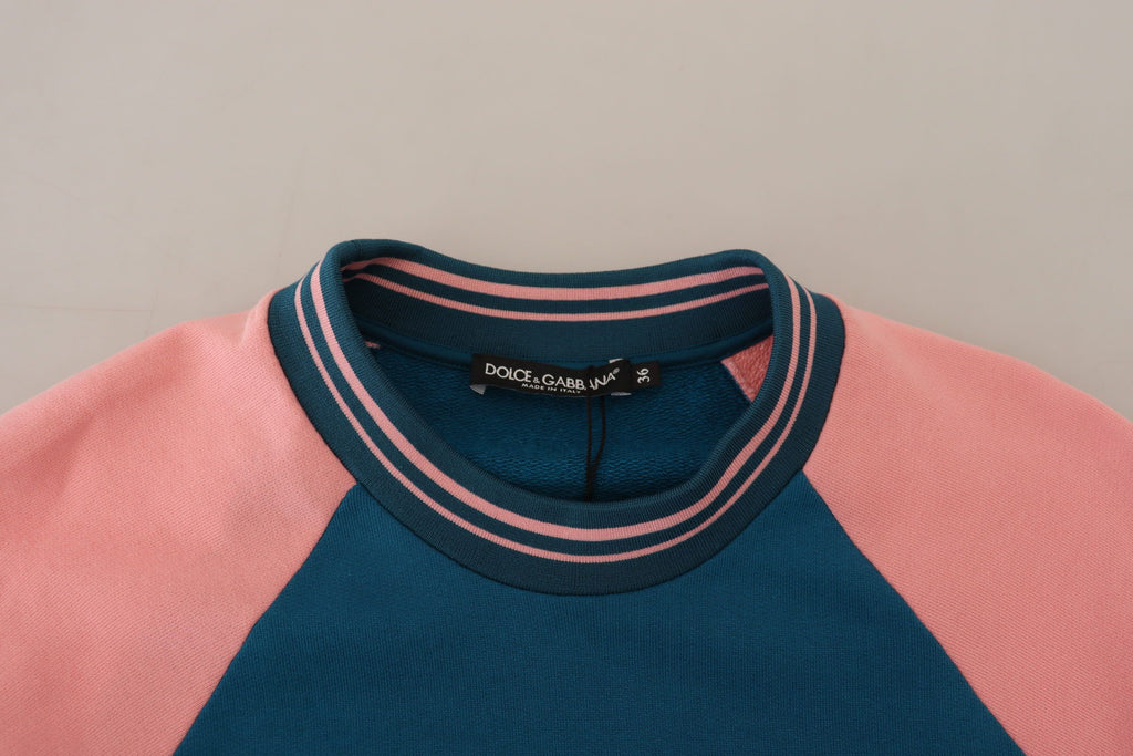 Dolce & Gabbana Blau Rosa Königin Pailletten Kristall Pullover