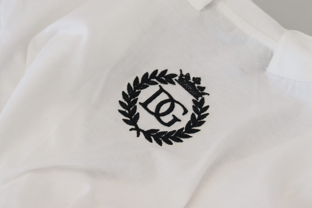 Dolce & Gabbana Weißes Kurzarm-Top mit V-Ausschnitt aus Baumwolle Bluse T-Shirt