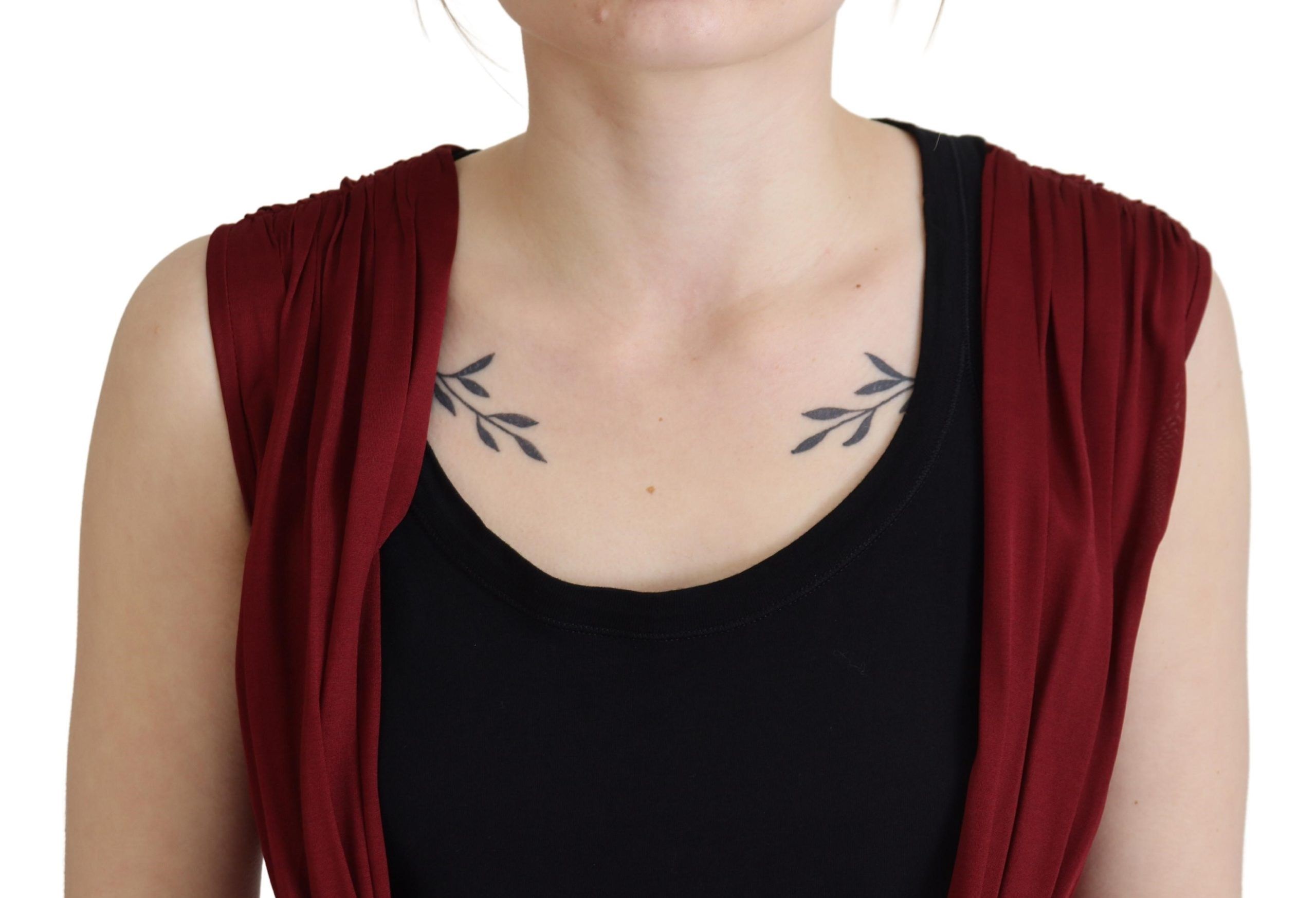 Dolce & Gabbana Bordeauxfarbenes Seidenstretch-Top Weste Bluse