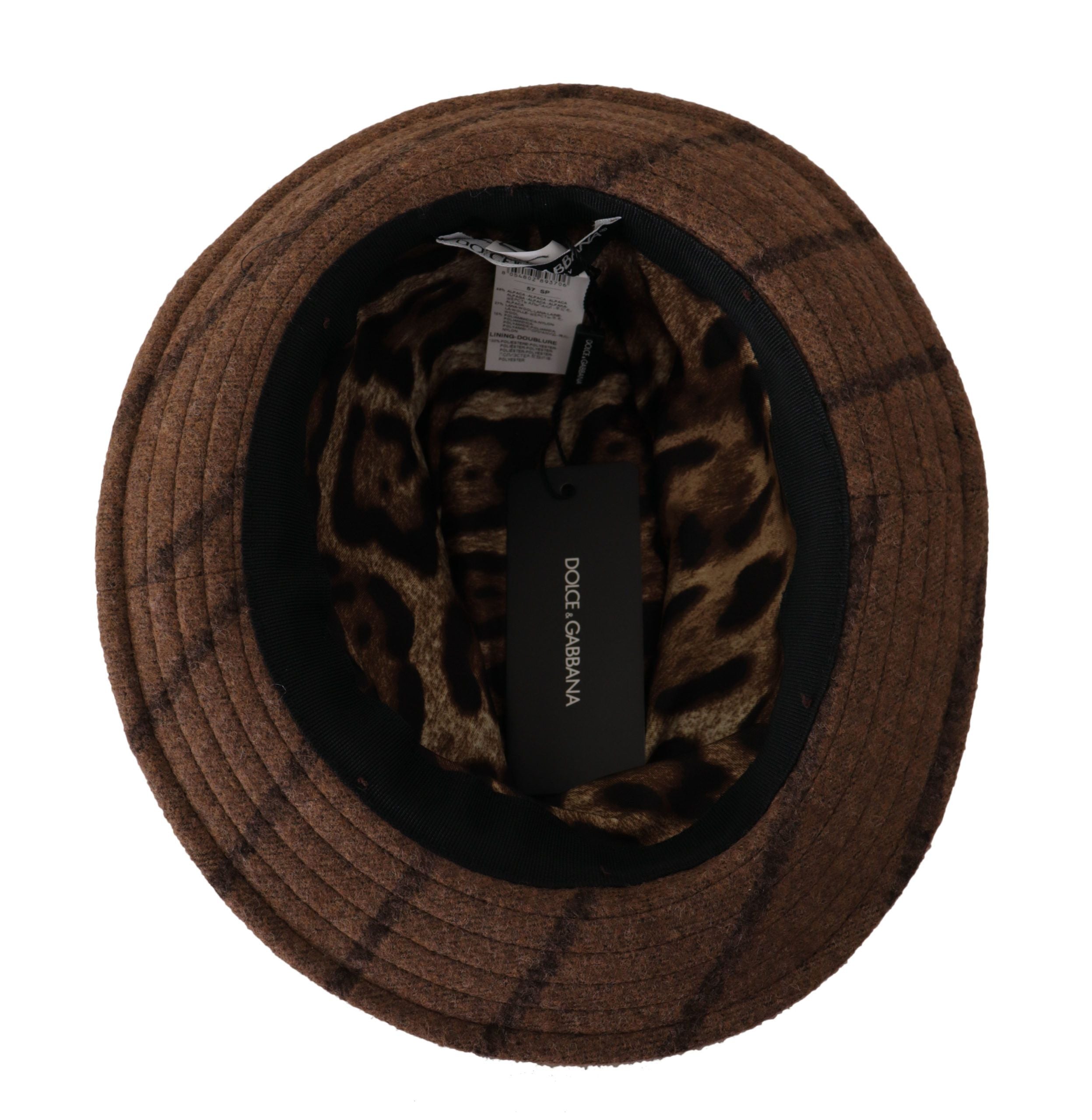 Dolce & Gabbana Brauner Fedora Gestreifter Druck Sommerhut