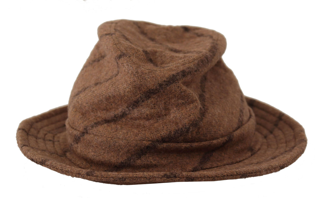 Dolce & Gabbana Brauner Fedora Gestreifter Druck Sommerhut