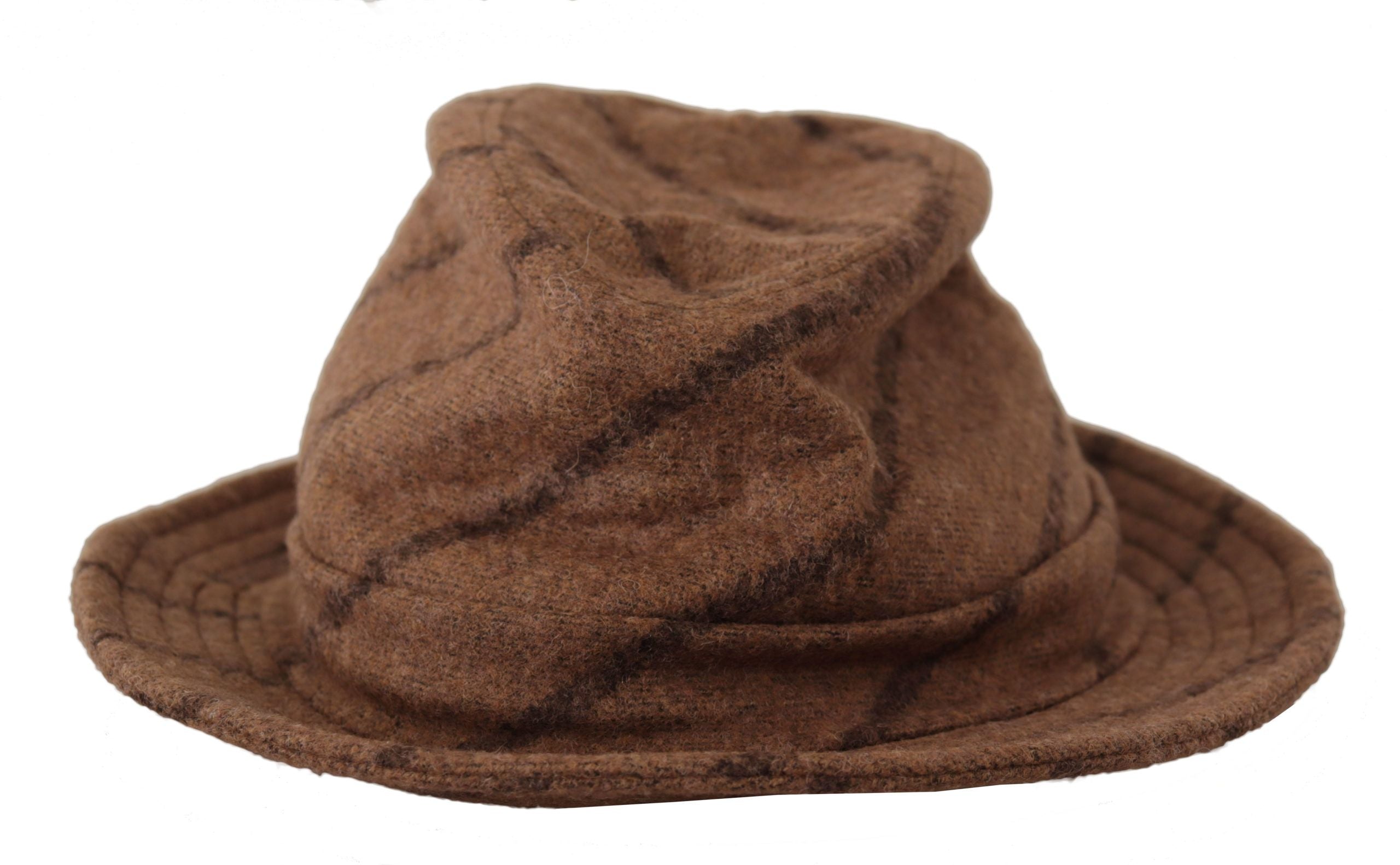 Dolce & Gabbana Brauner Fedora Gestreifter Druck Sommerhut