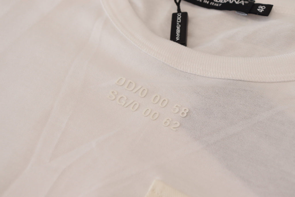 Dolce & Gabbana Weißes Klappentaschen-T-Shirt mit kurzen Ärmeln