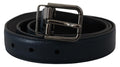 Dolce & Gabbana Blauer Leder Silber Metallschnalle Vintage Gürtel