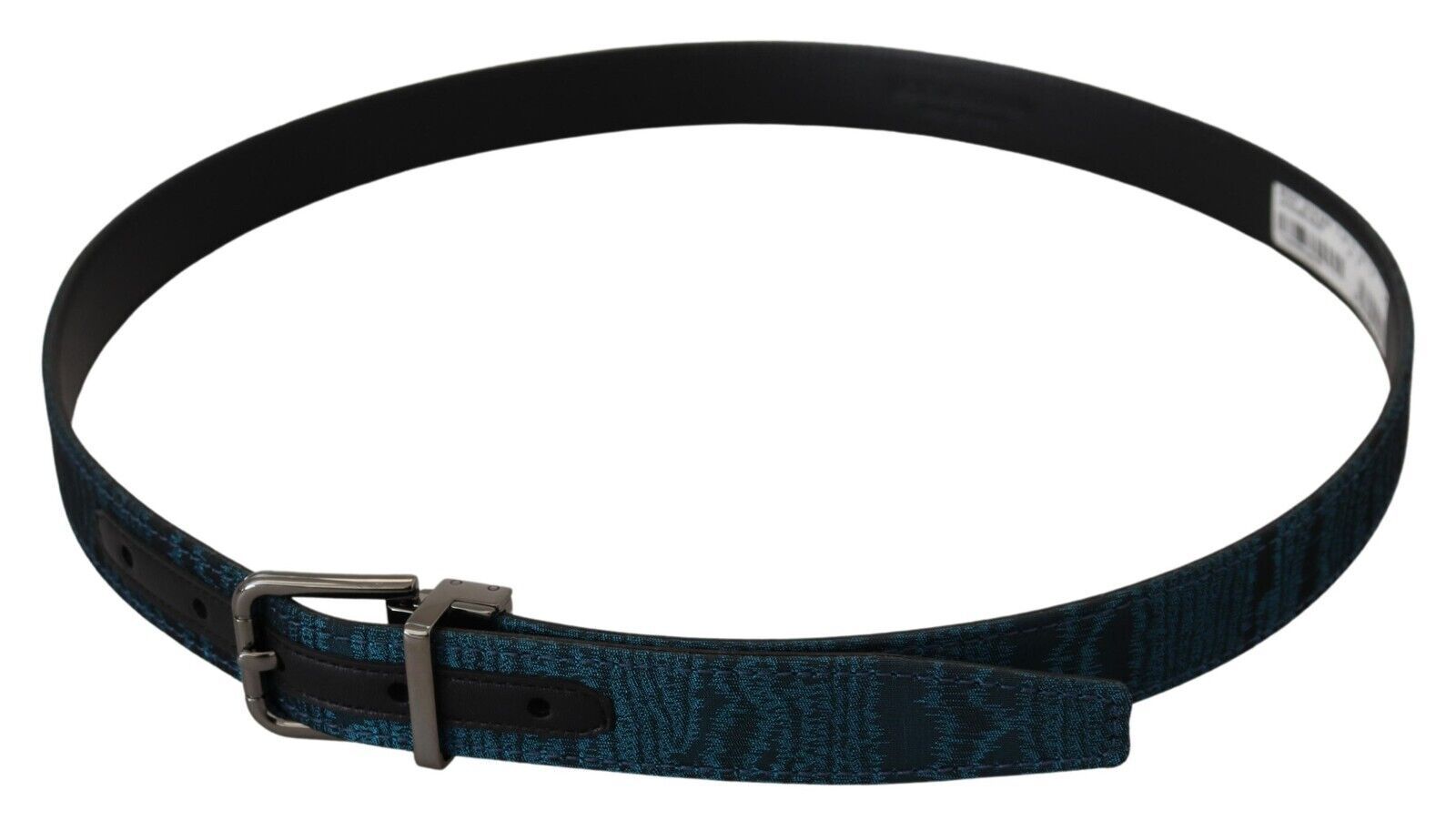 Dolce & Gabbana Blauer Jacquard Moire Gürtel mit silbernen Metallelementen Herren