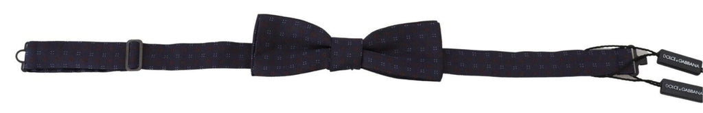 Dolce & Gabbana Blau gemusterte Seiden-Papillon-Fliege mit verstellbarem Hals