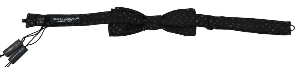 Dolce & Gabbana Schwarze Seidenkrawatte gemustert Herren Accessoire Fliege