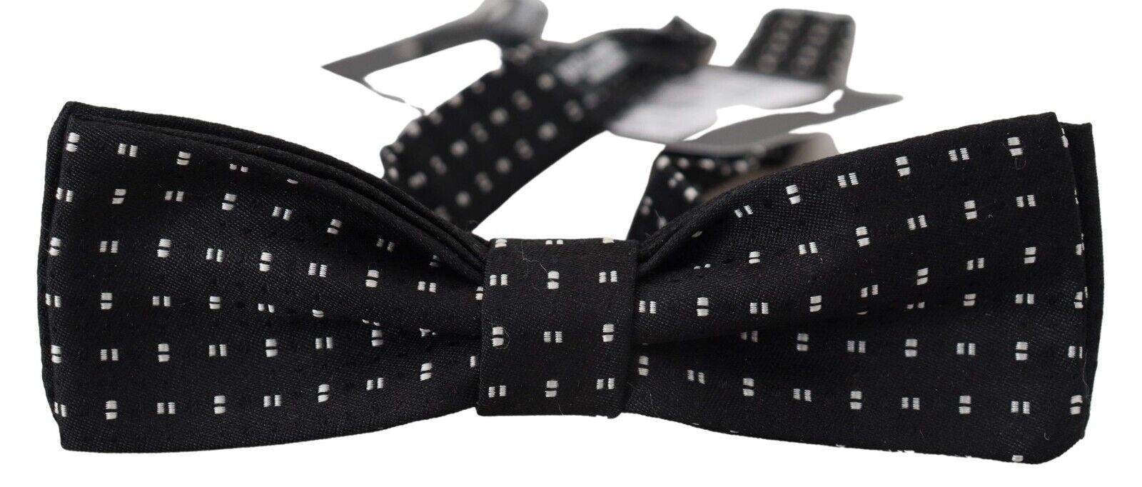 Dolce & Gabbana Schwarz Seide Gemustert Hals Papillon Accessoire Fliege