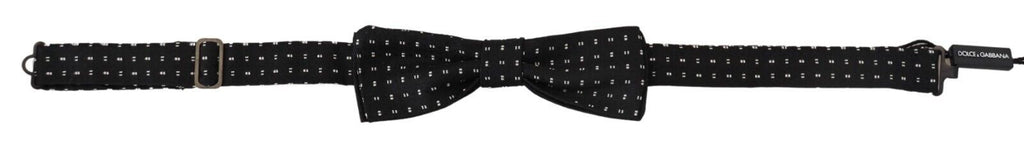 Dolce & Gabbana Schwarz Seide Gemustert Hals Papillon Accessoire Fliege