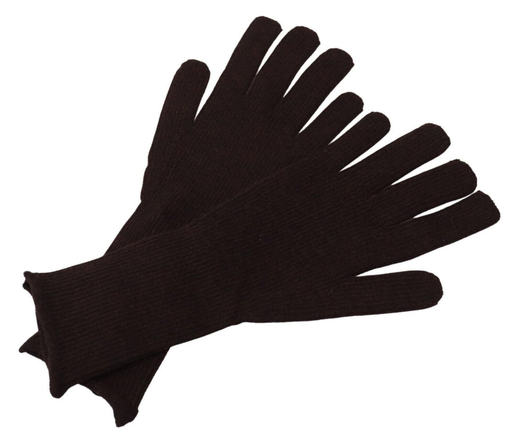 Dolce & Gabbana Elegante Seiden-Kaschmir-Handschuhe Braun