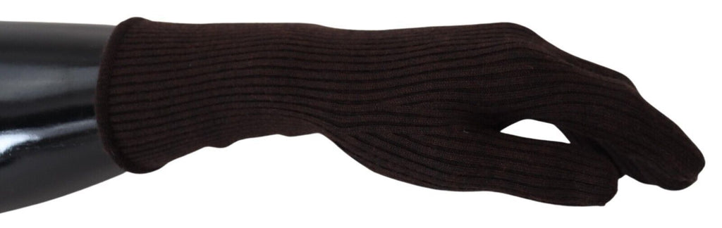 Dolce & Gabbana Elegante Seiden-Kaschmir-Handschuhe Braun