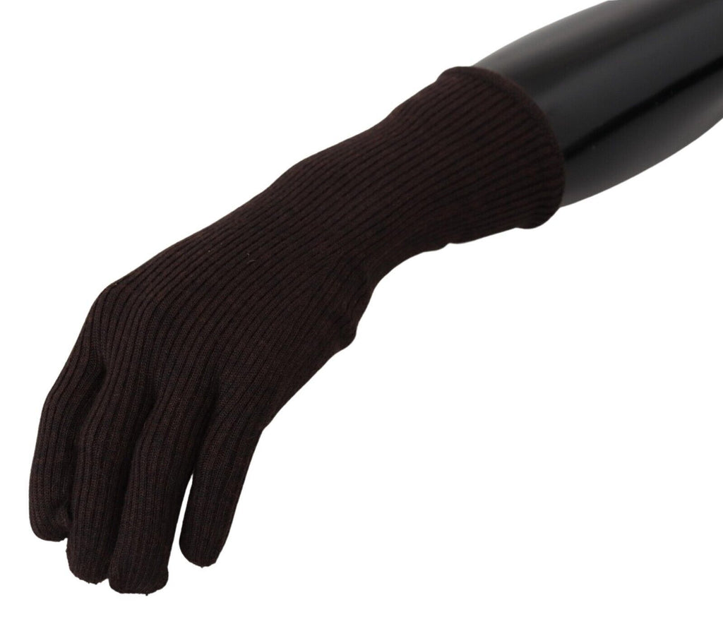 Dolce & Gabbana Elegante Seiden-Kaschmir-Handschuhe Braun