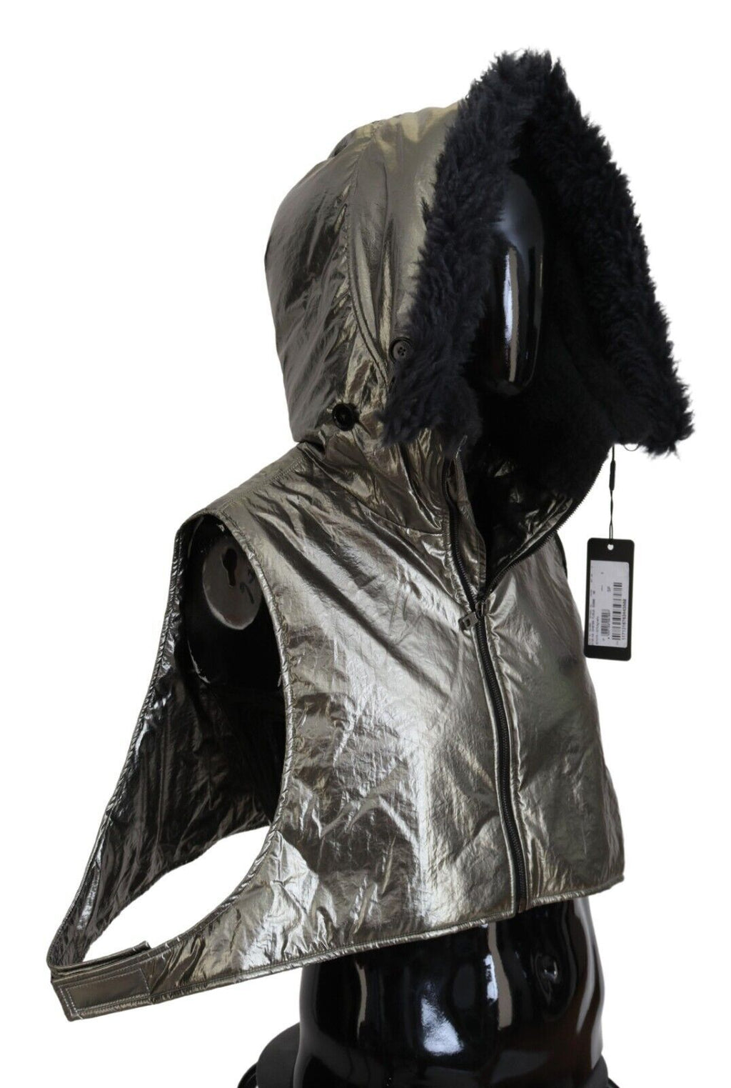 Dolce & Gabbana Silberner Pelz Ganzer Kopf Wrap Männer Capello Nylon Hut
