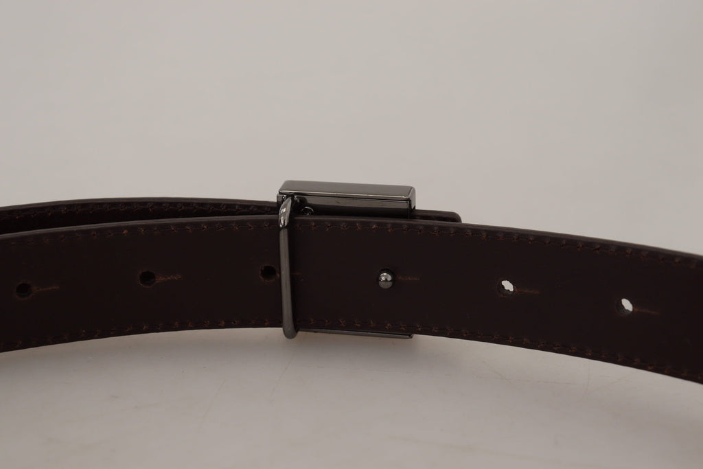Dolce & Gabbana Gold Leder Silber Quadrat Metall Schnalle Gürtel