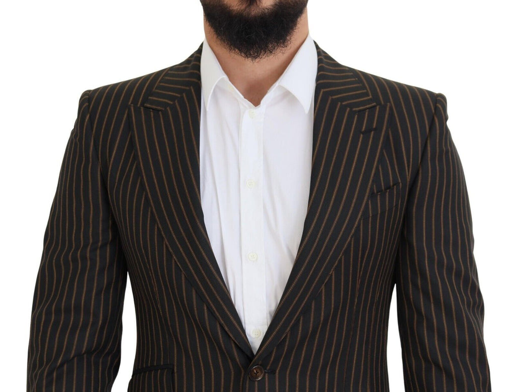Dolce & Gabbana Schwarzbraun gestreifter einreihiger Blazer