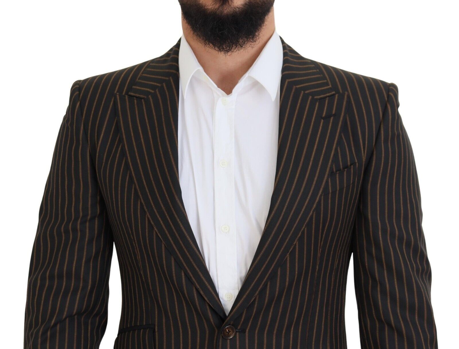 Dolce & Gabbana Schwarzbraun gestreifter einreihiger Blazer