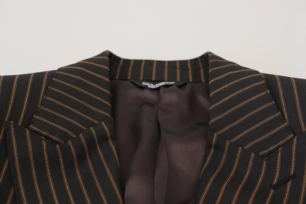 Dolce & Gabbana Schwarzbraun gestreifter einreihiger Blazer