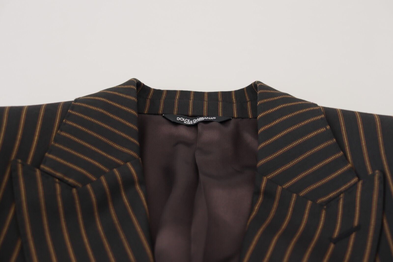 Dolce & Gabbana Schwarzbraun gestreifter einreihiger Blazer