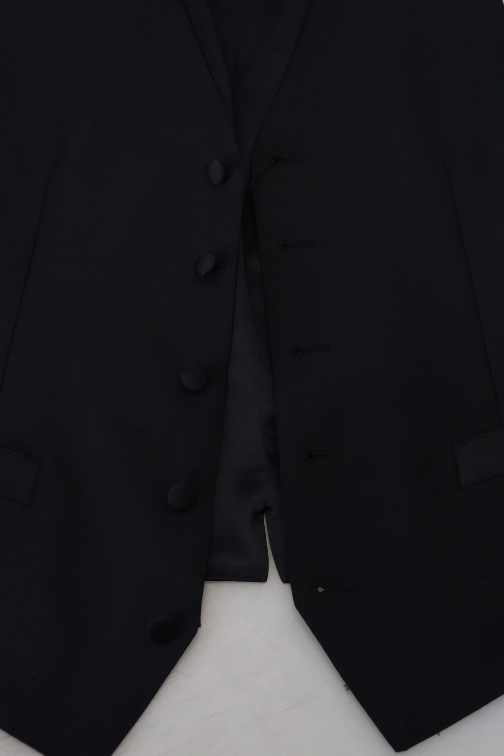 Dolce & Gabbana Schwarze Schurwollweste Formelle Anzugsweste